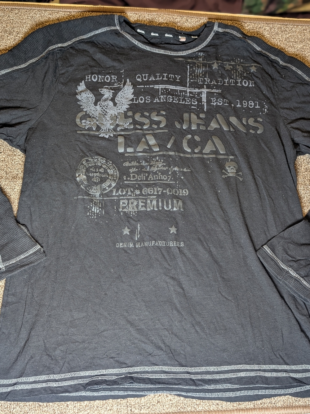 Vintage Guess Jeans Thermal Long Sleeve Shirt Men XL